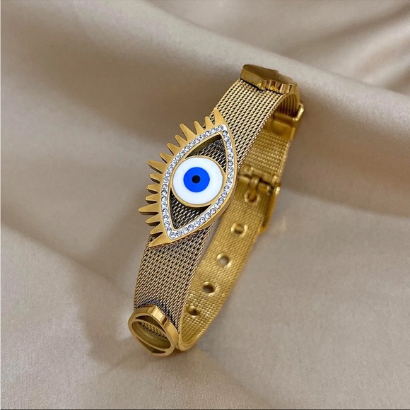 Gold Evil Eye Bracelet - Picture 4 of 7